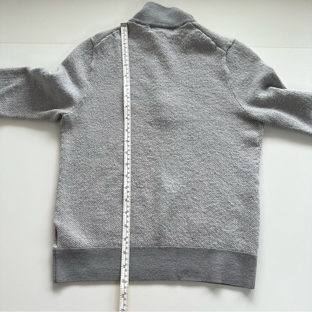 Brooks Brothers Men Grey Size Medium Merino Wool 1/4 Zip Herringbone Sweater - Picture 11 of 14
